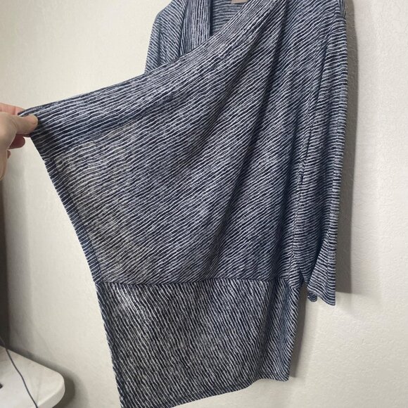 Chicos 3 Open Front Cardigan Womens Size US XL Striped Black & White Knit Lagenl - Picture 5 of 12